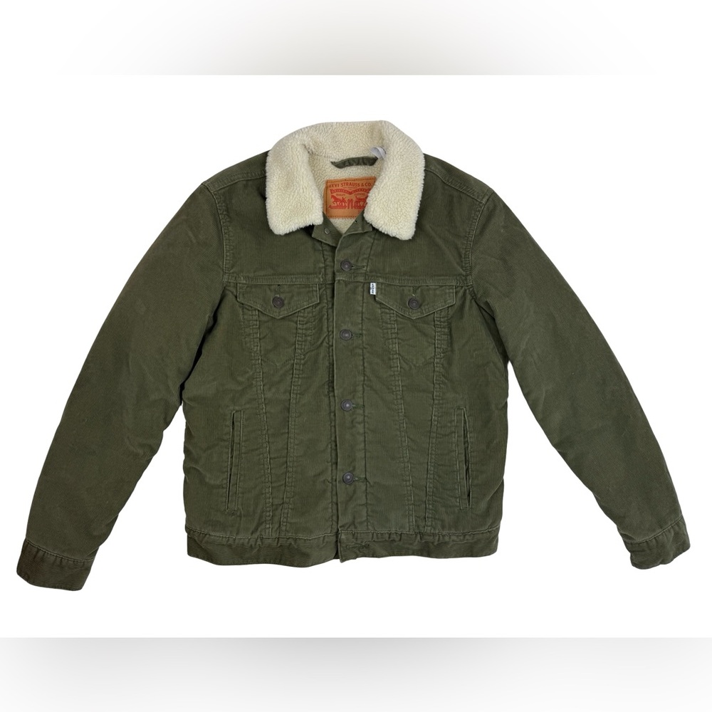 Men’s “Levi’s” Corduroy Type III Sherpa Trucker Jacket Lined Men’s Small S Green